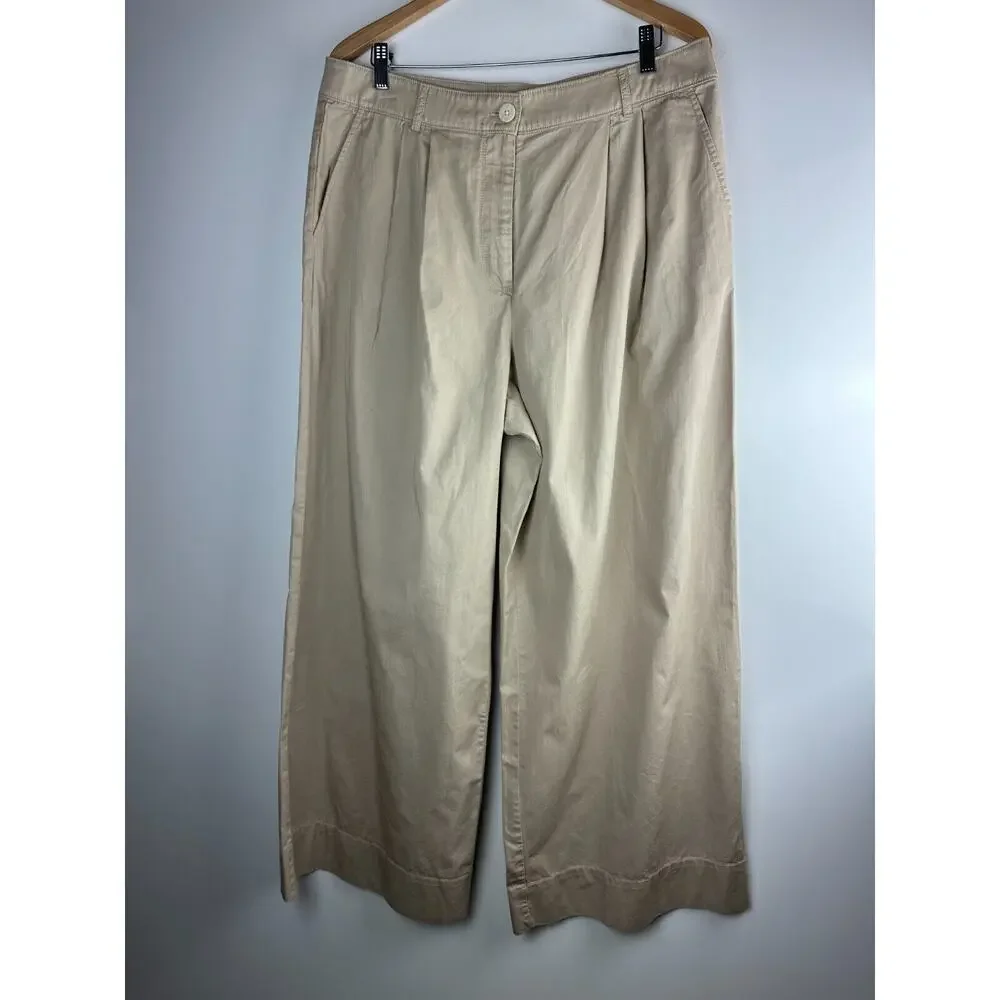 NWT LOFT 2024 Poplin Super Wide Leg Pants Toasted Beige Tan Khaki Womens Size 14 - Picture 10 of 11